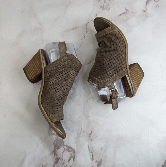 Sofft Booties Womens 8 Brown Open Toe Cage Leather Peep Toe Shimmer - Picture 5 of 11